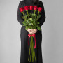 5 красных роз 100 см